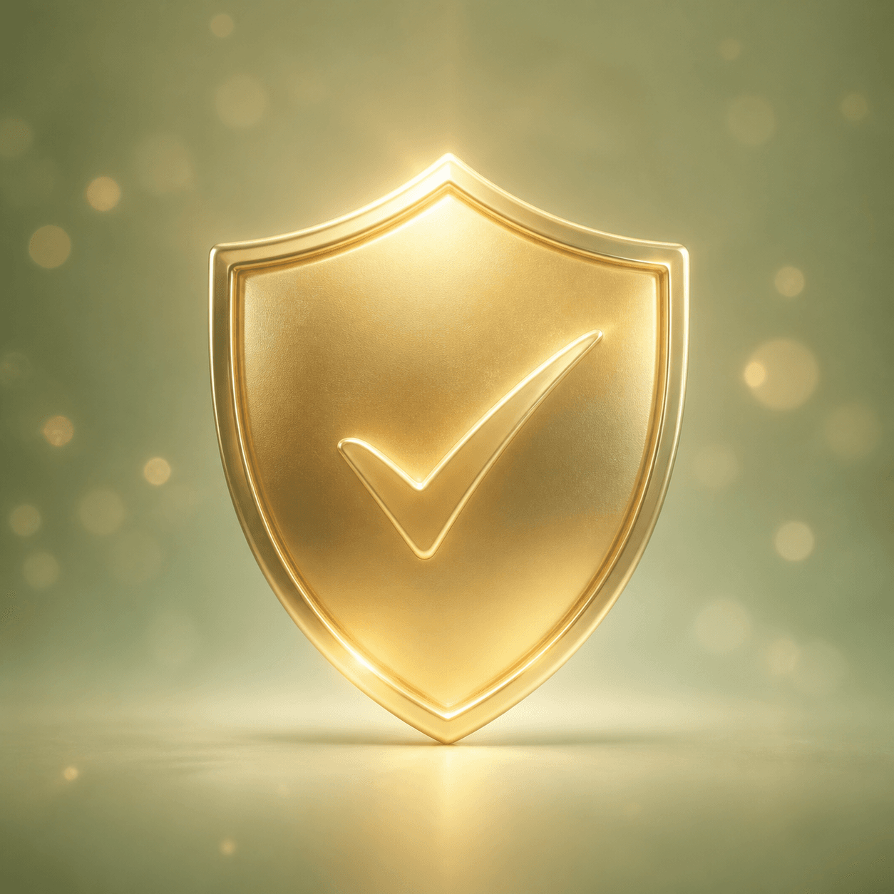 Gold shield with a checkmark
