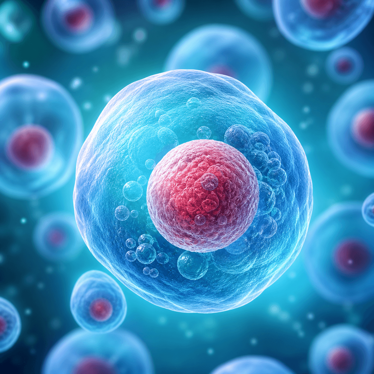 Microscopic blue cellular illustration associated with chlamydia
