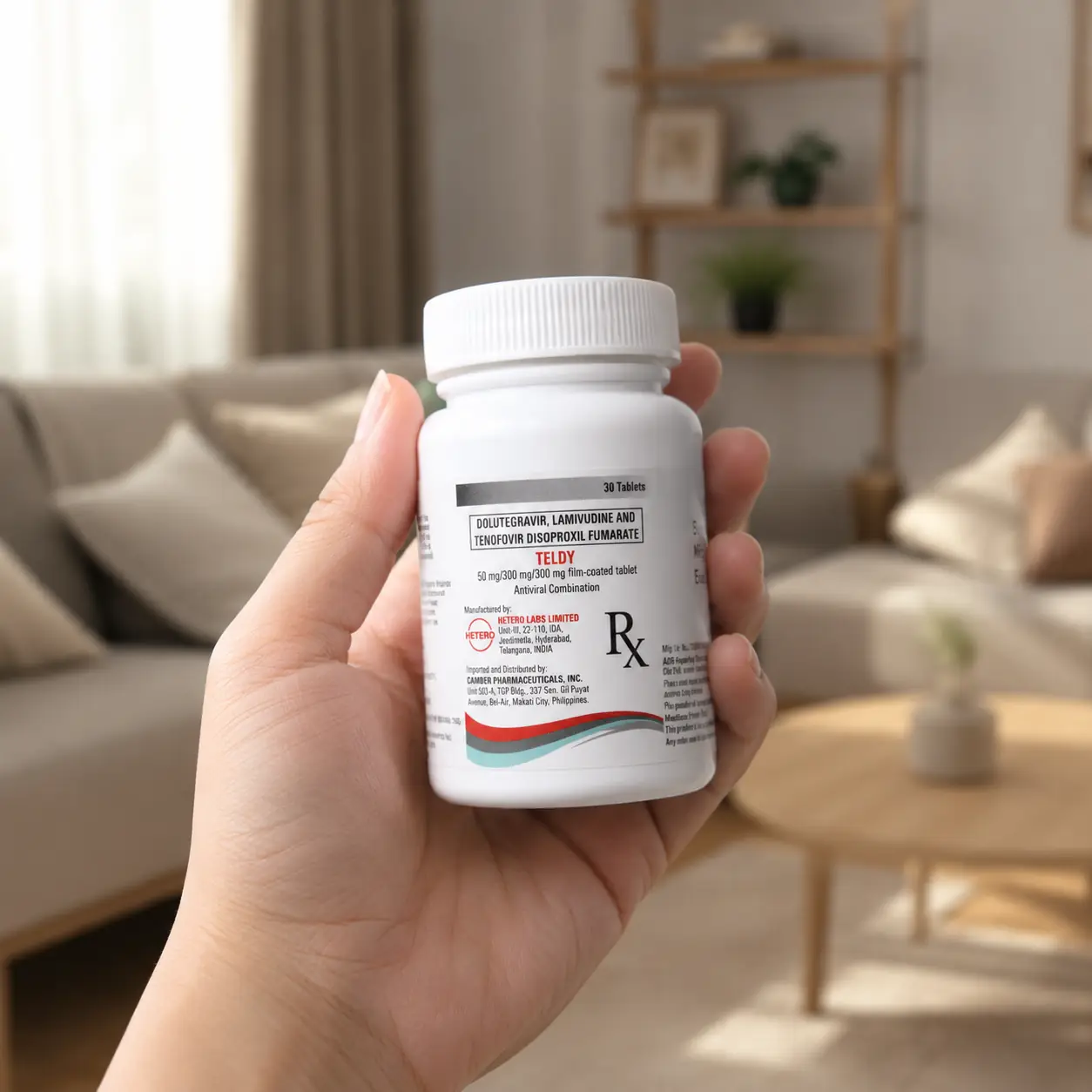 TLD HIV treatment medication bottle
